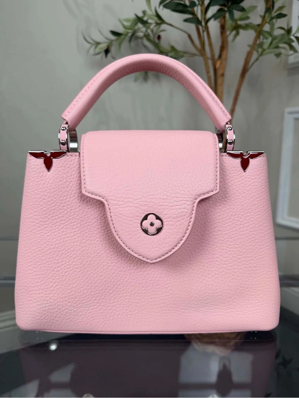 Louis Vuitton Pink Pebbled Leather Top-Handle Satchel